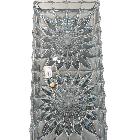Amaris‎ by Nachtmann VERONA Crystal Platter Germany 12" VTG Cut Glass Flower NEW - Picture 3 of 8